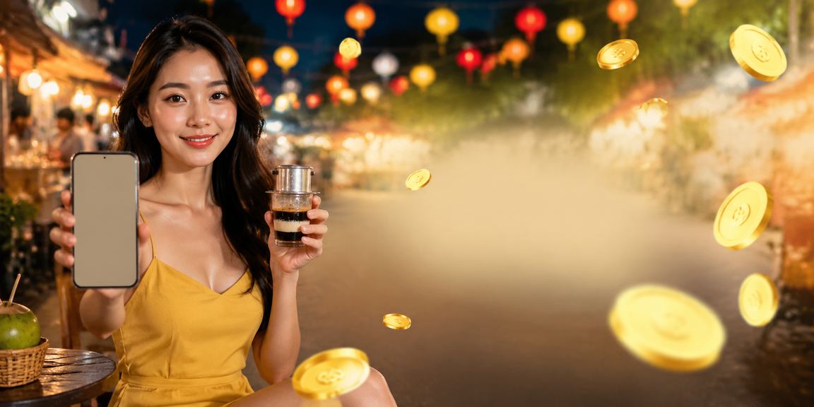Người dùng Hà Nội tra kết quả xổ số miền Bắc trên điện thoại bên ly cà phê